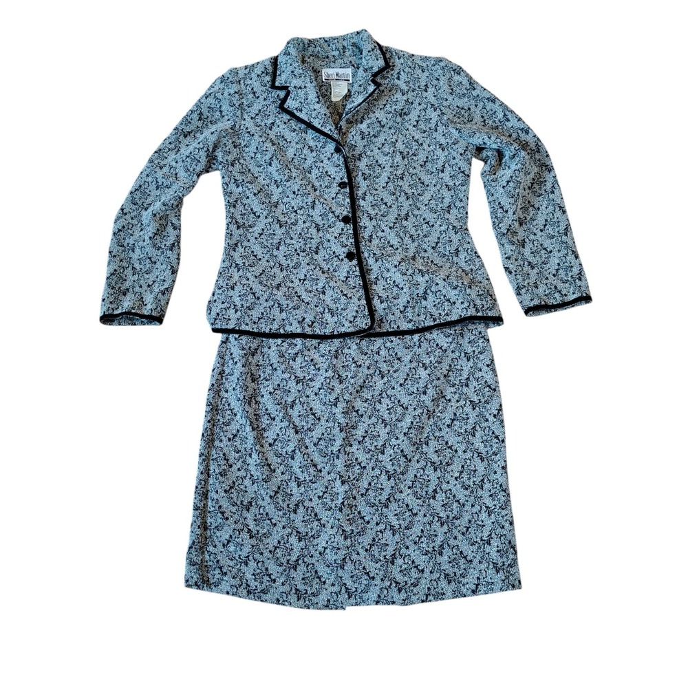 Y2K Sheri Martin NY Women's Grey 2-Piece‎ skirt Jacket Suit size 14